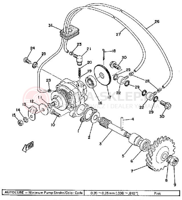Schemat "Pompa olejowa" do Yamaha RD125B