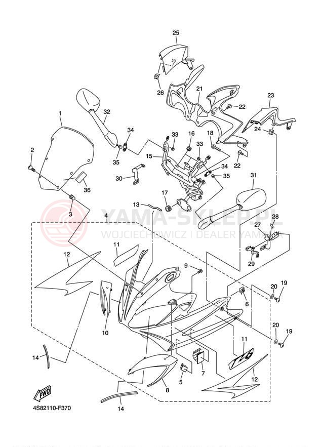 Schemat "elementy nadwozia" do Yamaha FZ6 FZS6WC/FZS6W