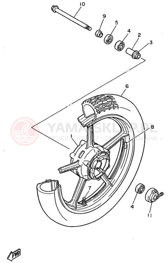 Schemat "Koło przód" do Yamaha VIRAGO 750 XV750F/XV750FC