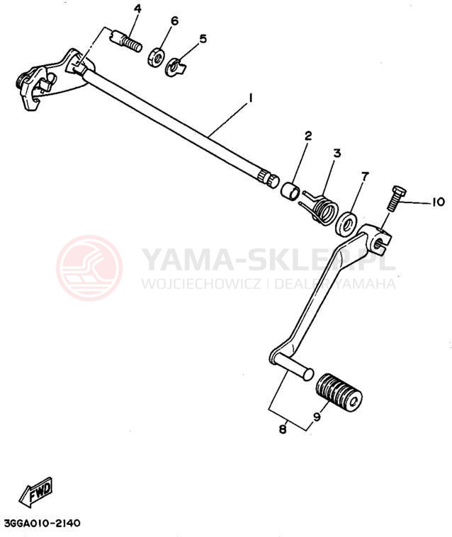 Schemat "Dźwignia zmiany biegów, wałek" do Yamaha BANSHEE YFZ350G