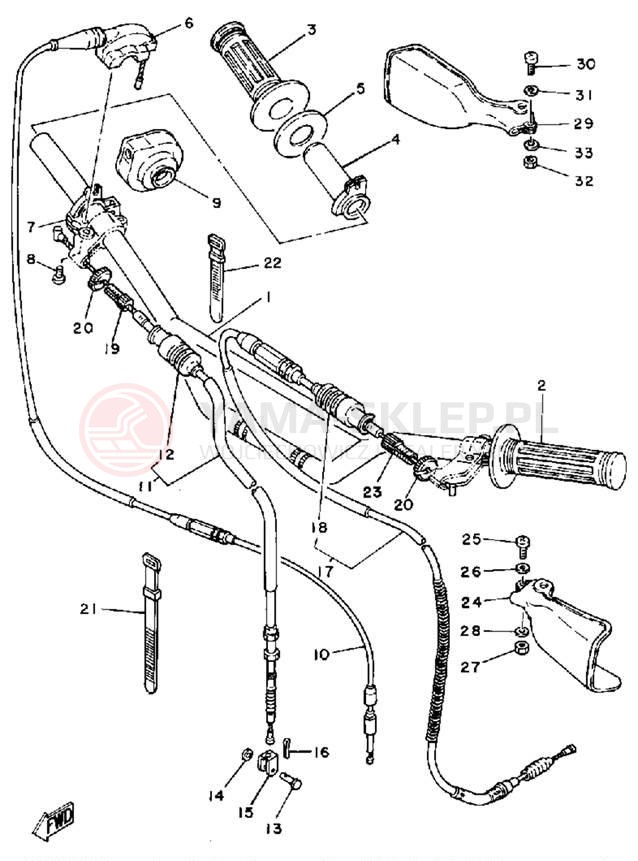 Schemat "Kierownica i osprzęt" do Yamaha IT175G