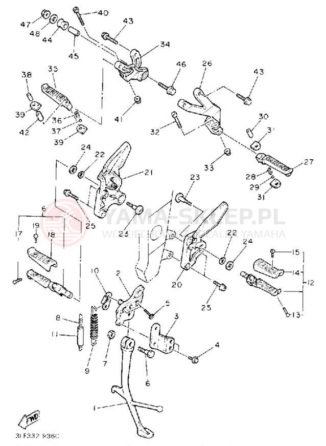 Schemat "Stopka postojowa i podnóżki" do Yamaha FZR1000D/FZR1000DC