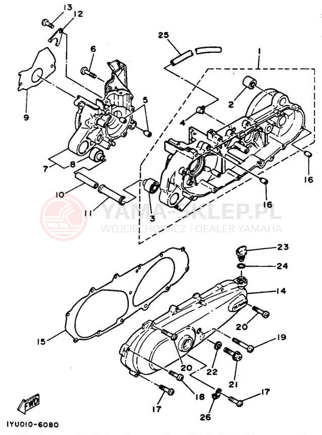 Schemat "Obudowa silnika" do Yamaha RAZZ SH50E