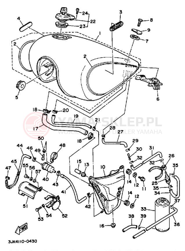 Schemat "zbiornik paliwa" do Yamaha VIRAGO 1100 XV1100BC/XV1100B