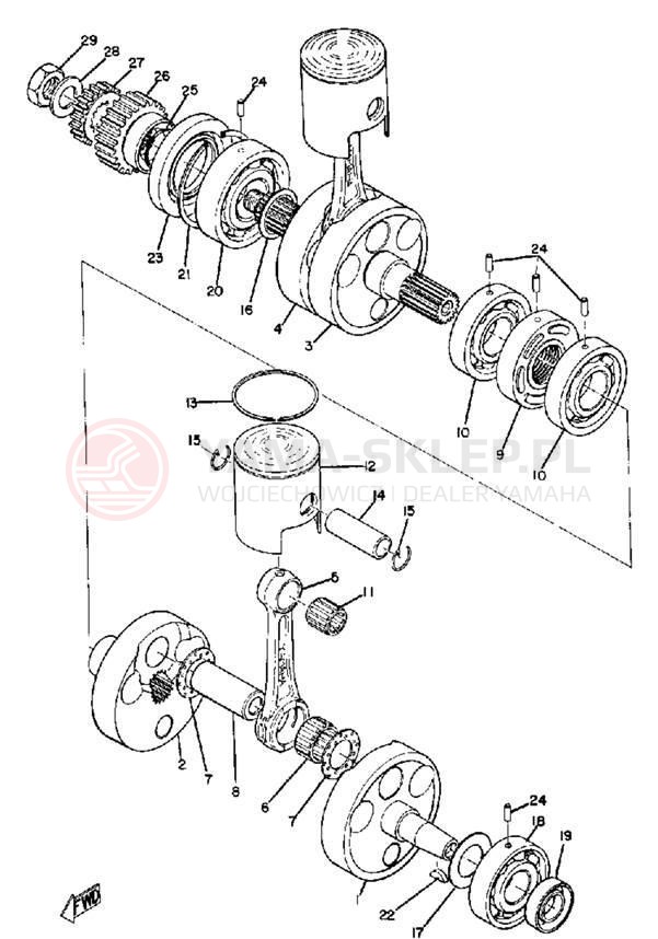 Schemat "Wał korbowy, tłok" do Yamaha TR2 TR2B TR2B