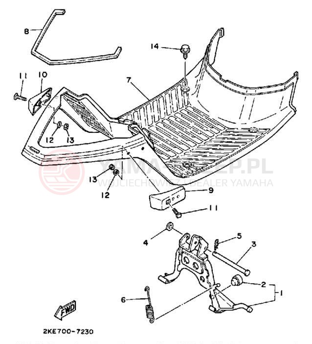 Schemat "Stopka postojowa i podnóżki" do Yamaha CE50ET