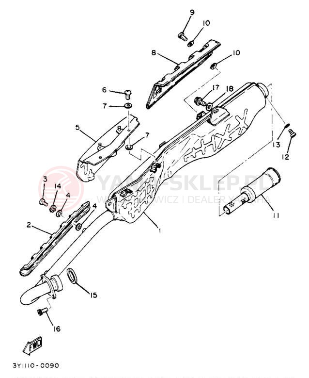 Schemat "Wydech końcowy" do Yamaha XT250J