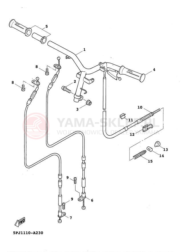 Schemat "Kierownica i osprzęt" do Yamaha ZUMA YW50P