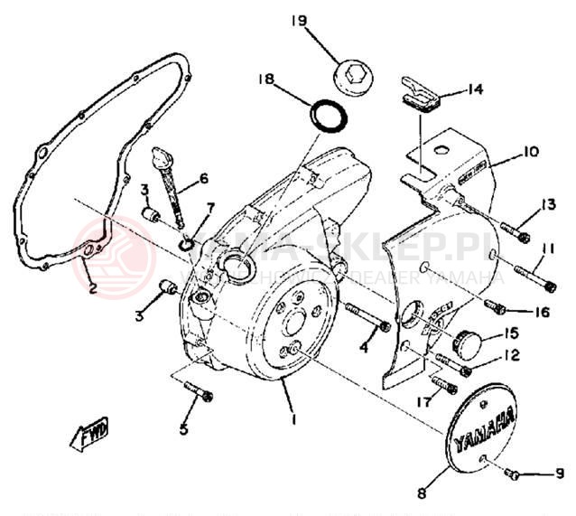 Schemat "Pokrywa silnika" do Yamaha XS500 XS500E