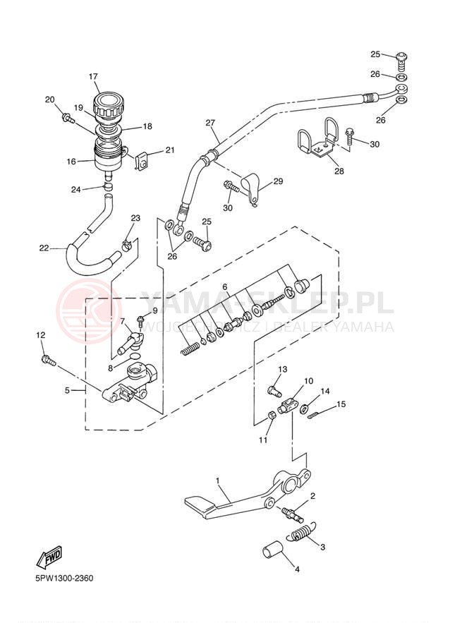 Schemat "Pompa hamulcowa tył" do Yamaha YZFR1 YZFR1PC/YZFR1P