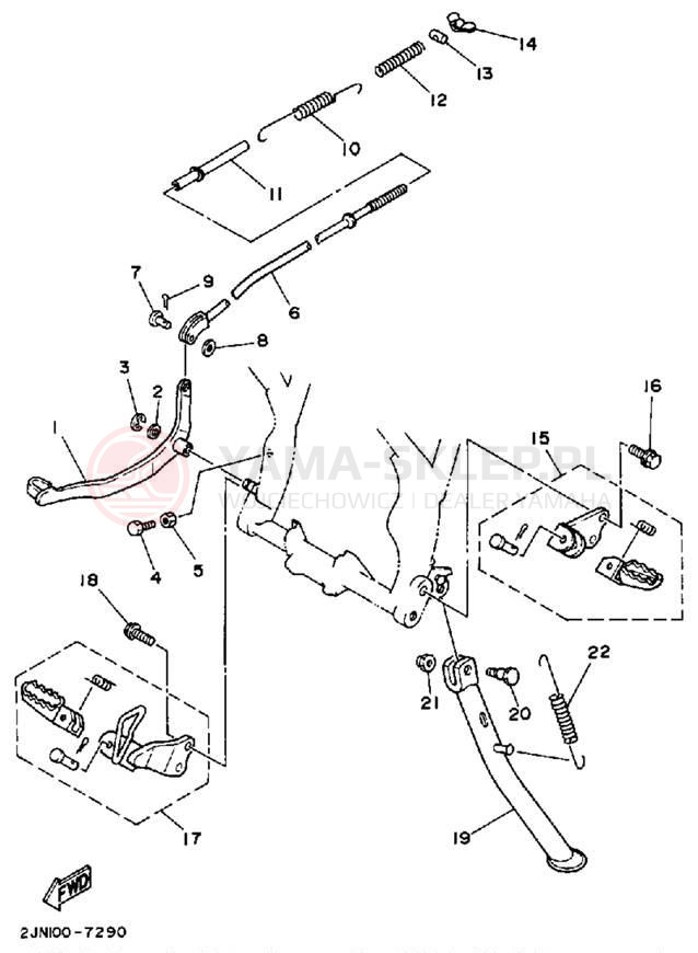 Schemat "Stopka postojowa i podnóżki" do Yamaha BIG WHEEL BW350U