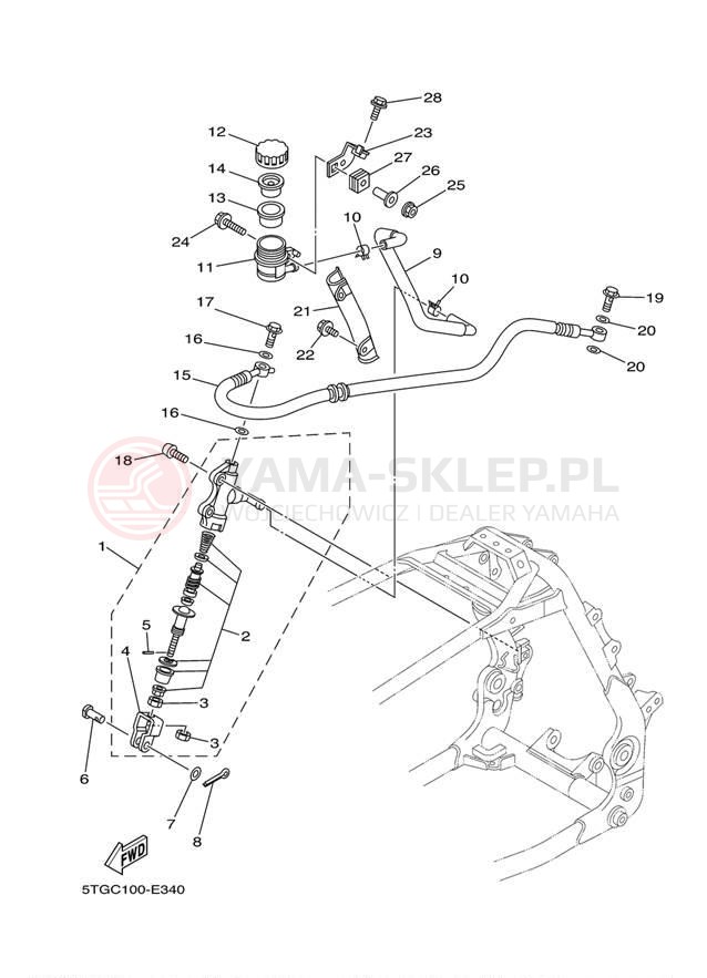 Schemat "Pompa hamulcowa tył" do Yamaha YFZ450 YFZ450W