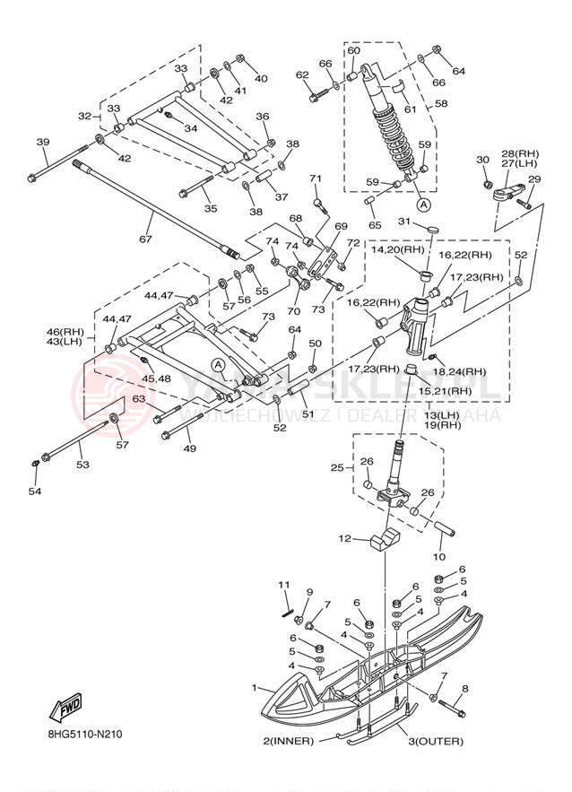 Schemat "płozy" do Yamaha APEX RX10PEL/RX10PER