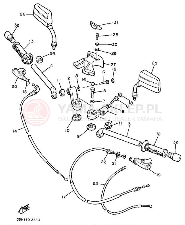 Schemat "Kierownica i osprzęt" do Yamaha SECA XJ900RK