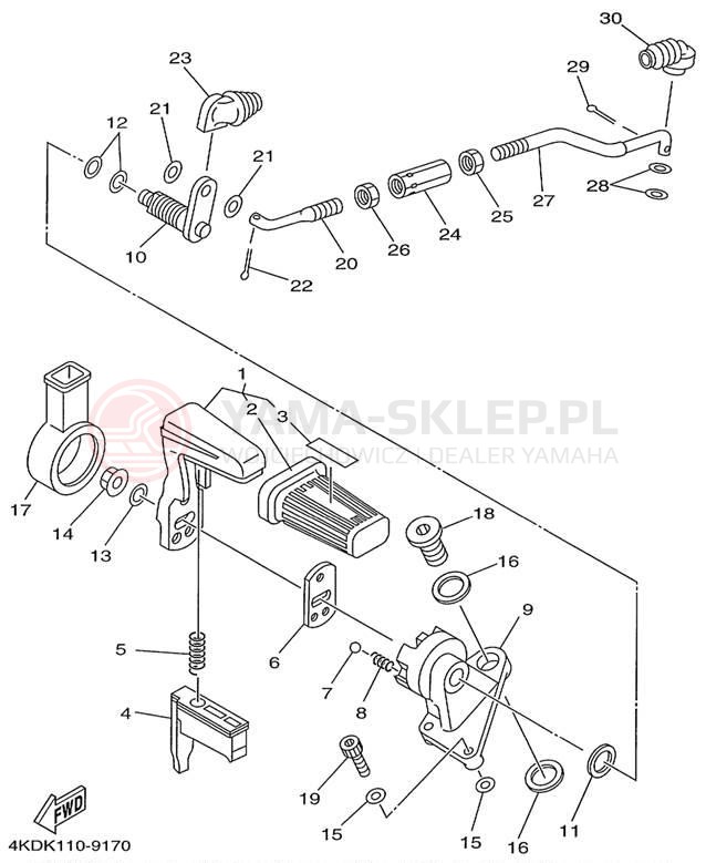 Schemat "dźwignia trybu napędu" do Yamaha TIMBERWOLF 2WD YFB250FWL