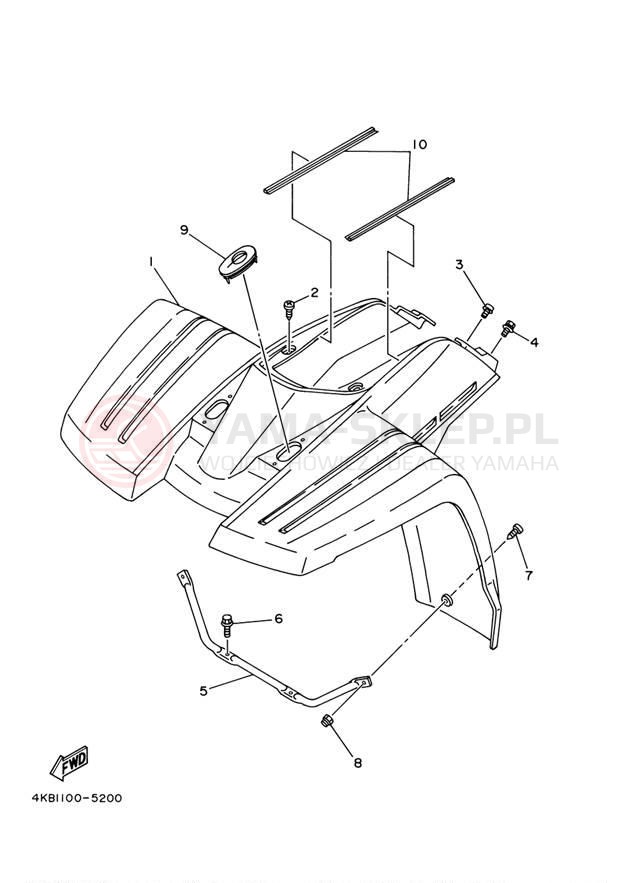 Schemat "Przedni błotnik" do Yamaha WOLVERINE YFM350FXN