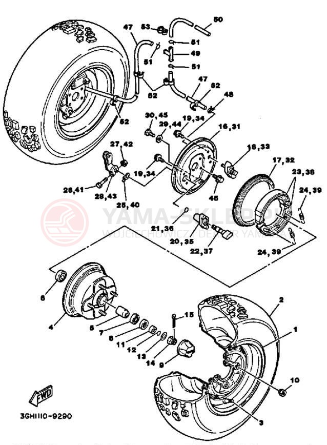 Schemat "Koło przód" do Yamaha MOTO-4 YFM350ERW