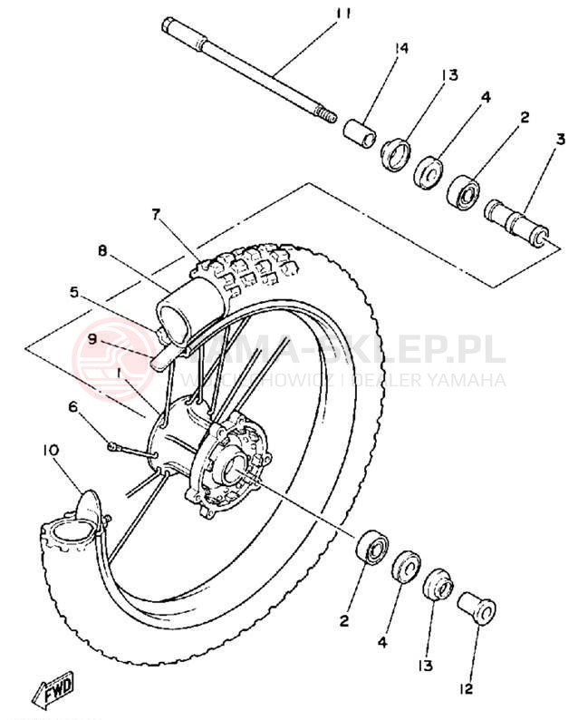 Schemat "Koło przód" do Yamaha WR500ZE