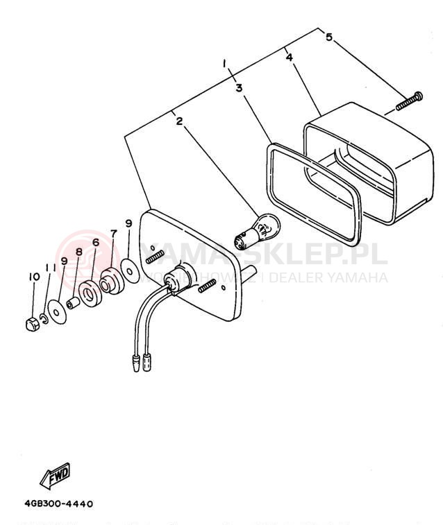Schemat "lampa tył" do Yamaha KODIAK 4WD YFM400FWK
