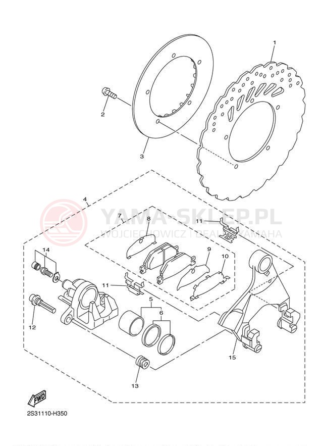 Schemat "Hamulce tył" do Yamaha V MAX VMX17YB/VMX17YCB