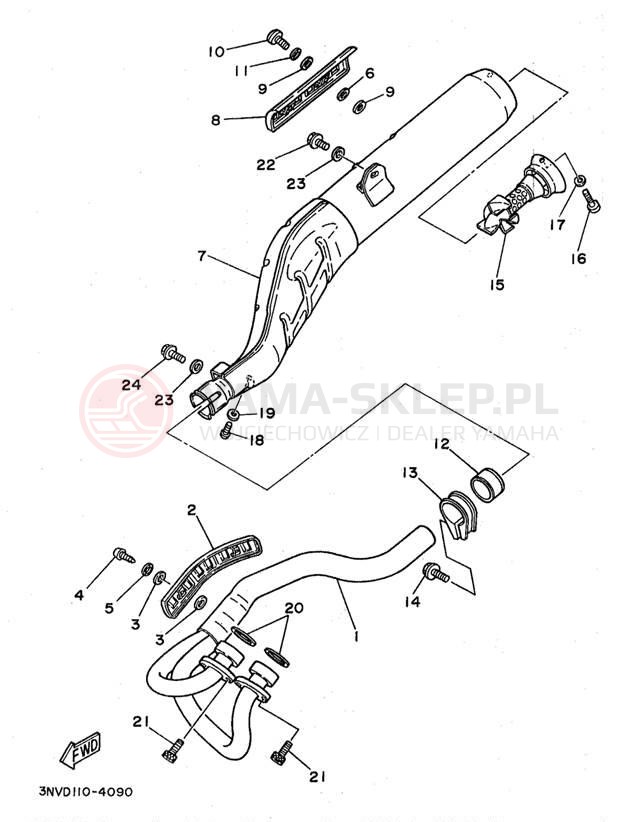Schemat "Wydech końcowy" do Yamaha XT350KC/XT350K
