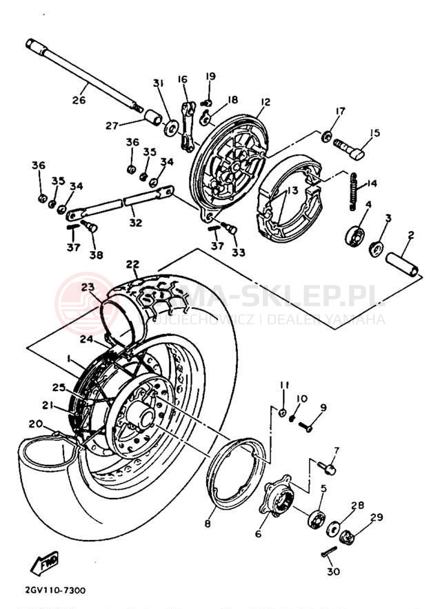 Schemat "Koło tył" do Yamaha VIRAGO 535 XV535TC/XV535T