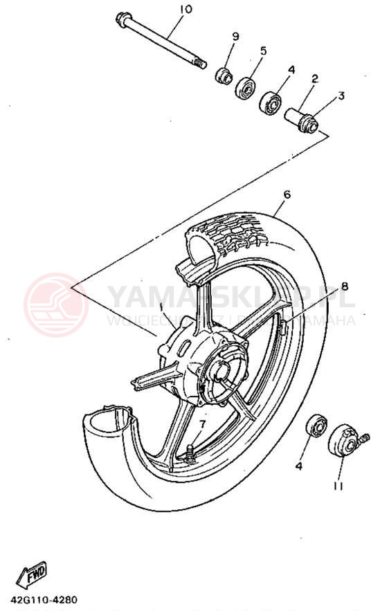 Schemat "Koło przód" do Yamaha VIRAGO 750 XV750DC/XV750D