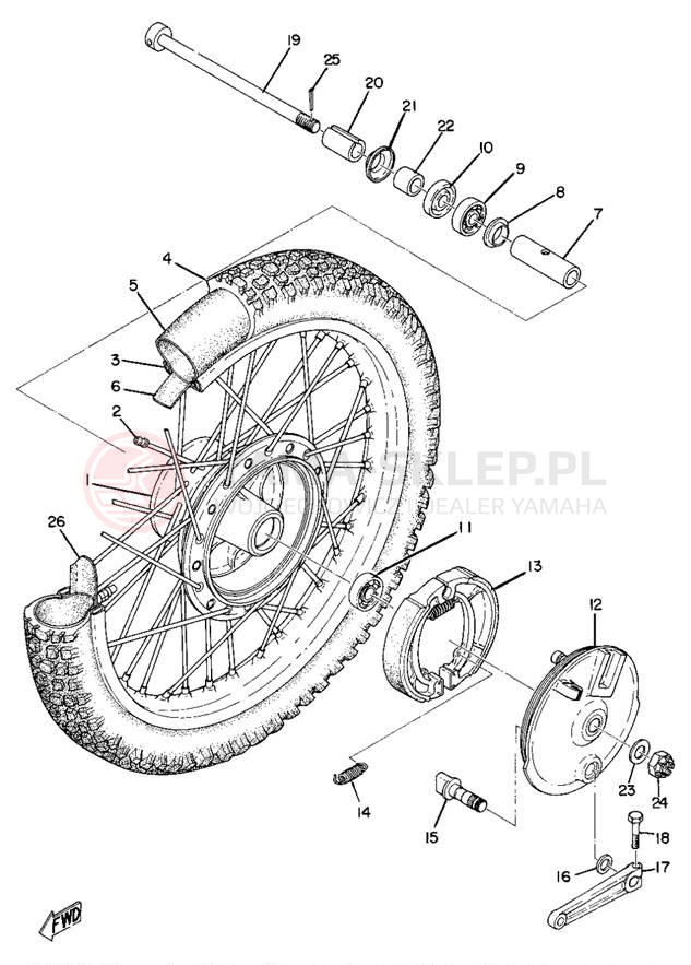 Schemat "Koło przód" do Yamaha MX360A/MX250A