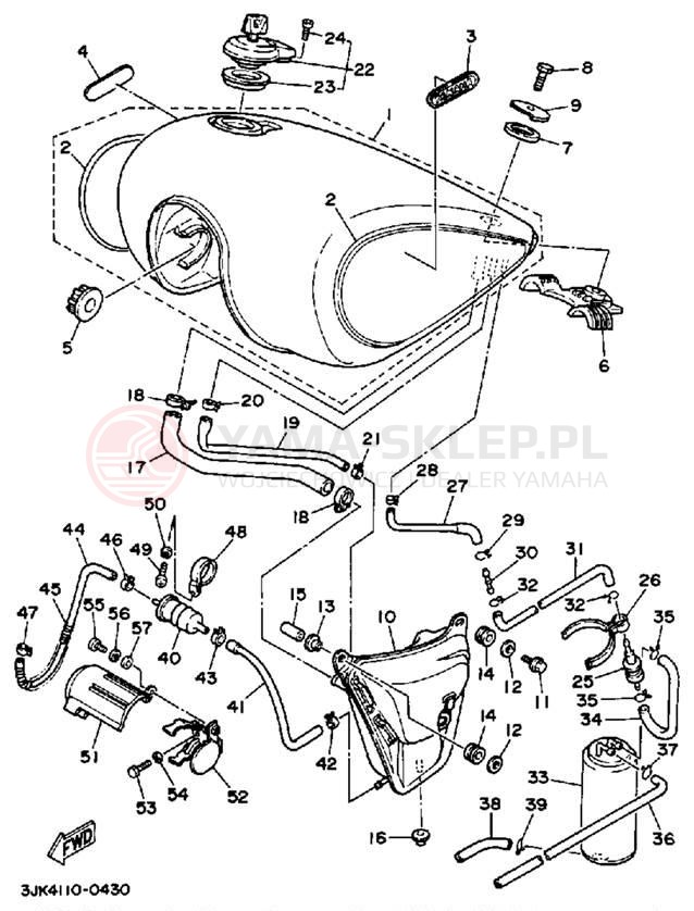 Schemat "zbiornik paliwa" do Yamaha VIRAGO 1100 XV1100AC/XV1100A