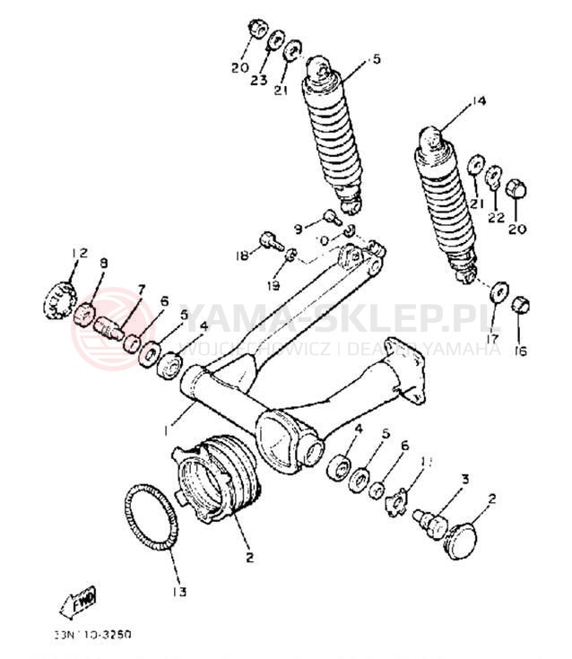 Schemat "wahacz, zawieszenie tył" do Yamaha XJ750MK