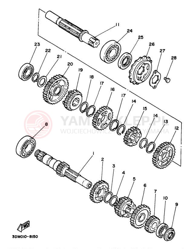 Schemat "Skrzynia biegów " do Yamaha VIRAGO 250 XV250JC/XV250J