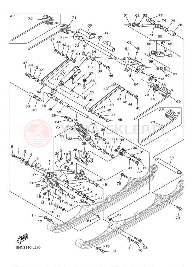Schemat "Zawieszenie gąsiennicy" do Yamaha APEX XTX RX10PXTBB/RX10PXTBL