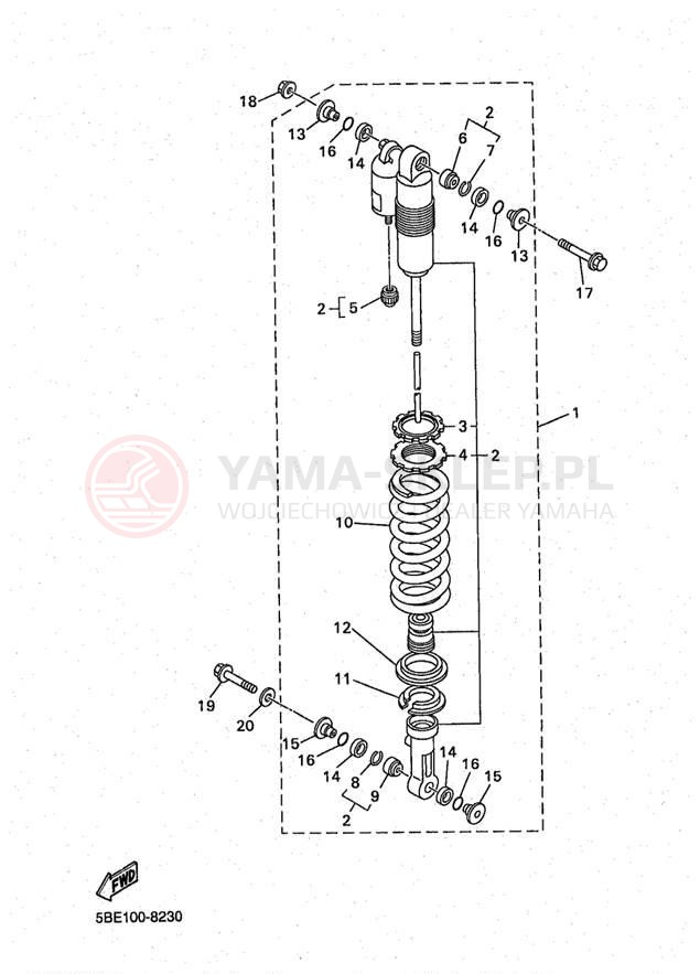 Schemat "zawieszenie tył" do Yamaha YZ400 YZ400FK
