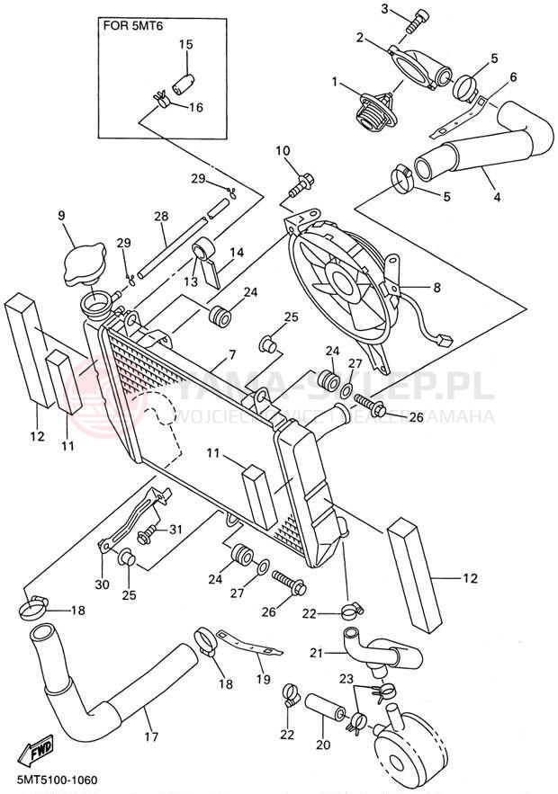 Schemat "Układ chlodzenia" do Yamaha YZFR6 YZFR6NC/YZFR6N