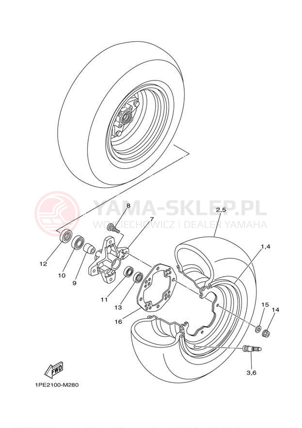 Schemat "Koło przód" do Yamaha RAPTOR 700 YFM7RDW