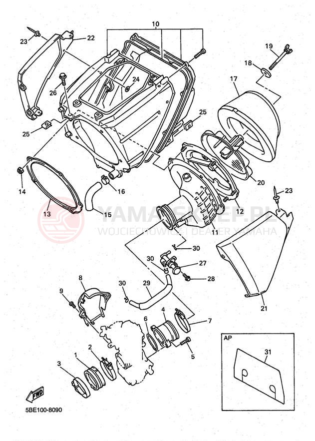 Schemat "Wtrysk paliwa" do Yamaha YZ400 YZ400FK