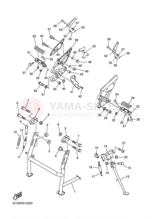 Schemat "Stopka postojowa i podnóżki" do Yamaha FZ-6 FZS6V/FZS6VC