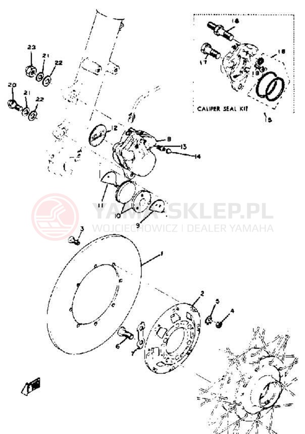 Schemat "Tarcza hamulcowa - zacisk" do Yamaha RD350