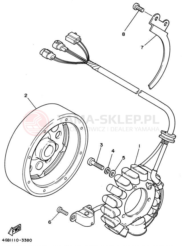 Schemat "prądnica" do Yamaha KODIAK 4WD YFM400FWG_