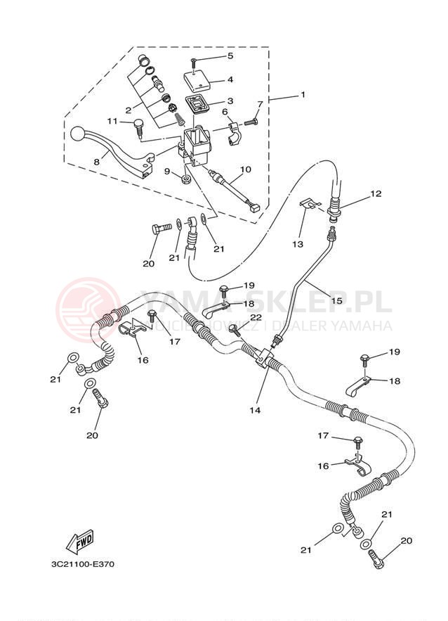 Schemat "Pompa hamulcowa przednia" do Yamaha WOLVERINE 450 4WD YFM45FXZW