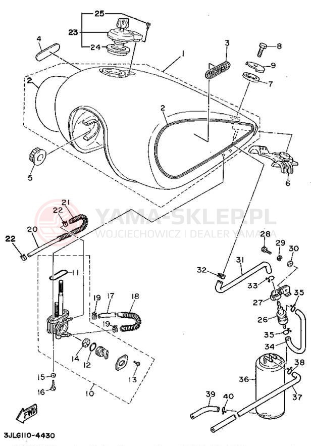 Schemat "zbiornik paliwa" do Yamaha VIRAGO 750 XV750DC/XV750D
