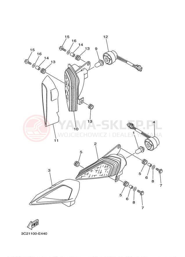 Schemat "Lampa przód" do Yamaha WOLVERINE 450 4WD YFM45FXYL
