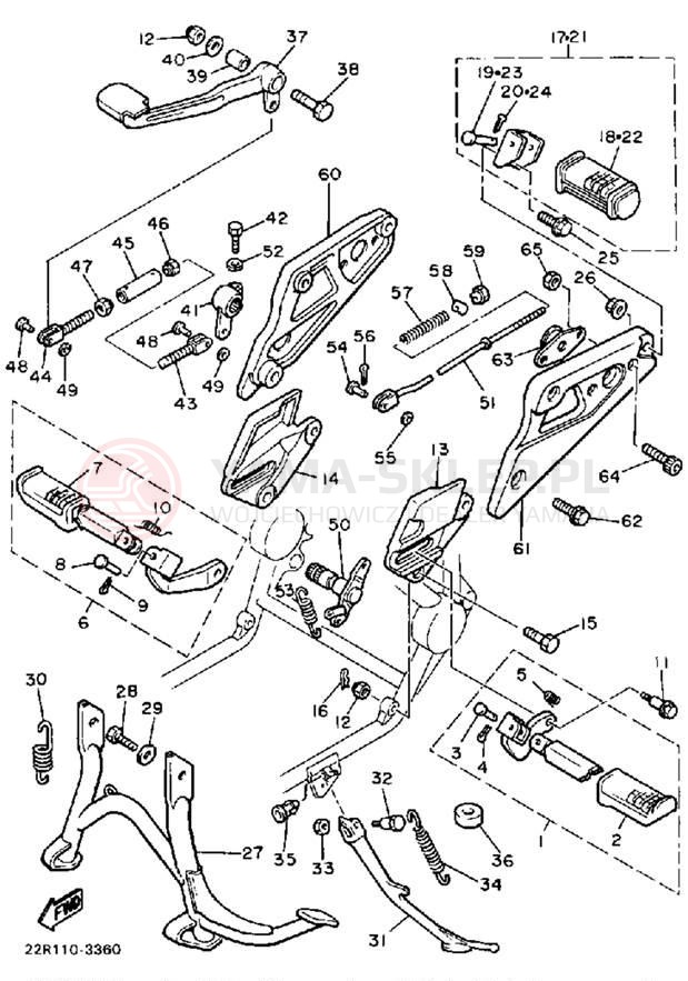Schemat "Stopka postojowa i podnóżki" do Yamaha XJ750K