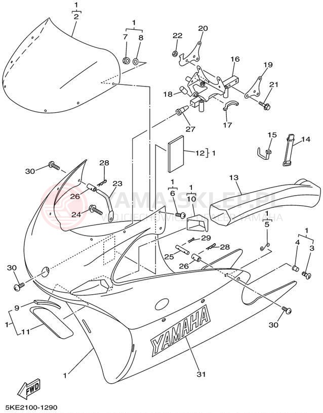 Schemat "elementy nadwozia" do Yamaha TZ250 TZ250N