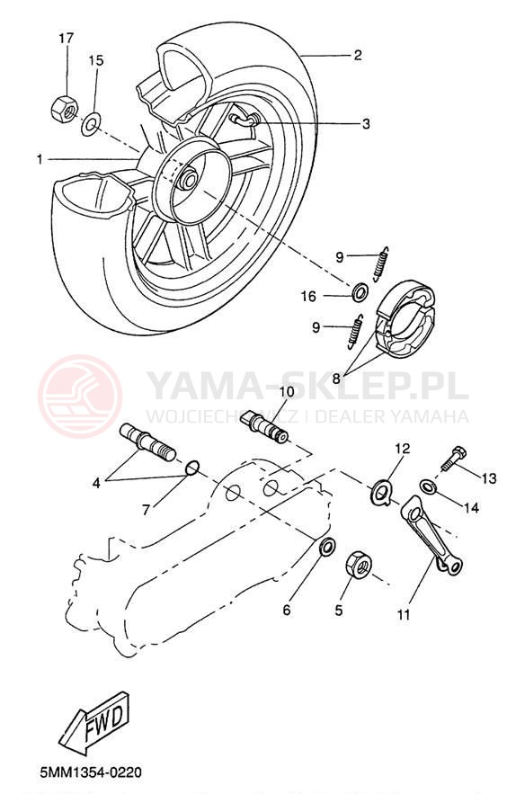 Schemat "Koło tył" do Yamaha ZUMA II CW50N