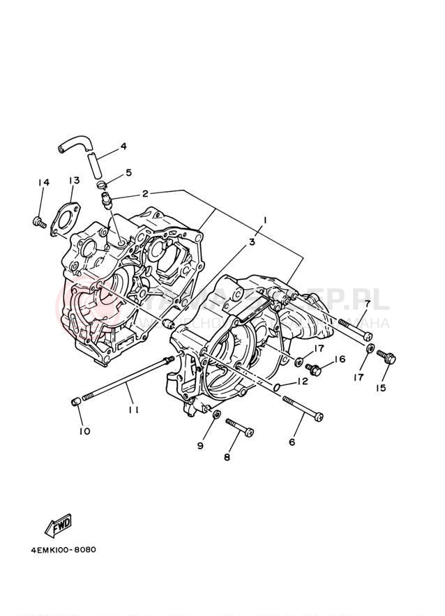 Schemat "Obudowa silnika" do Yamaha RAPTOR 80 YFM80WR
