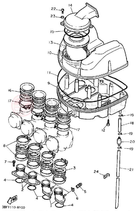 Schemat "Filtr powietrza" do Yamaha FZR400A