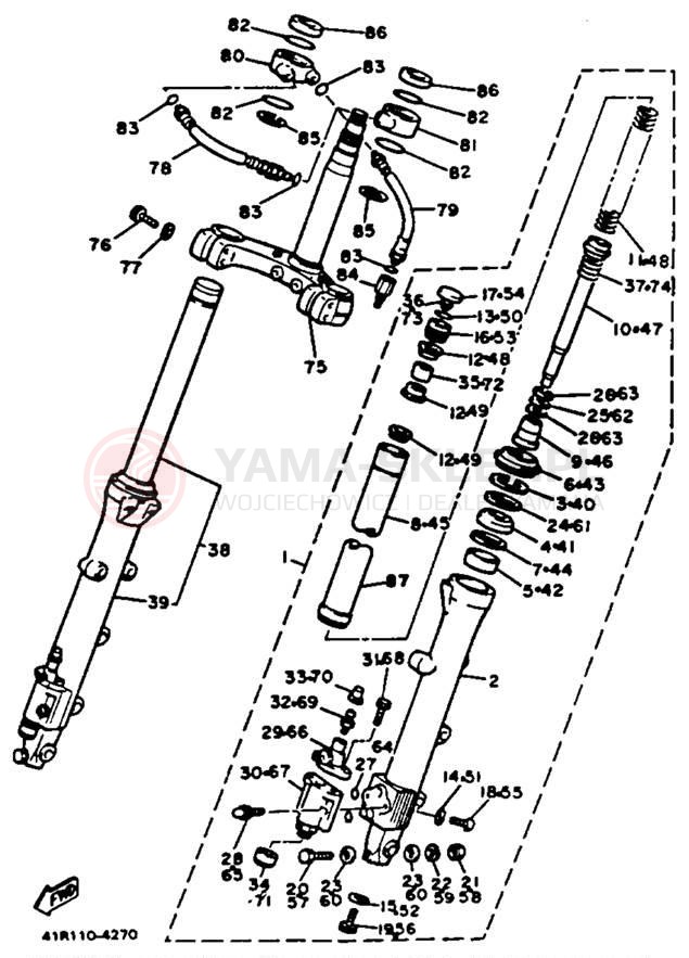Schemat "Amortyzatory przód" do Yamaha XVZ12L/XVZ12KC2