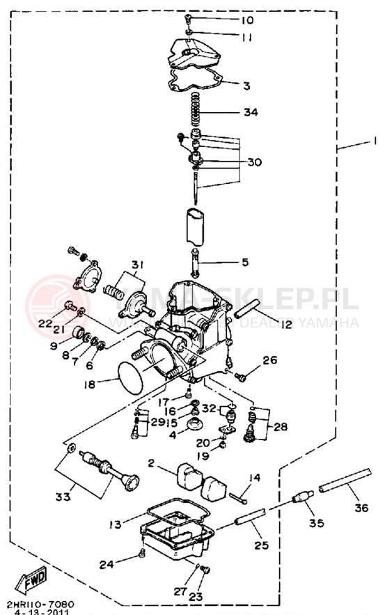 Schemat "Gaźnik" do Yamaha BIG BEAR 4WD YFM350FWT