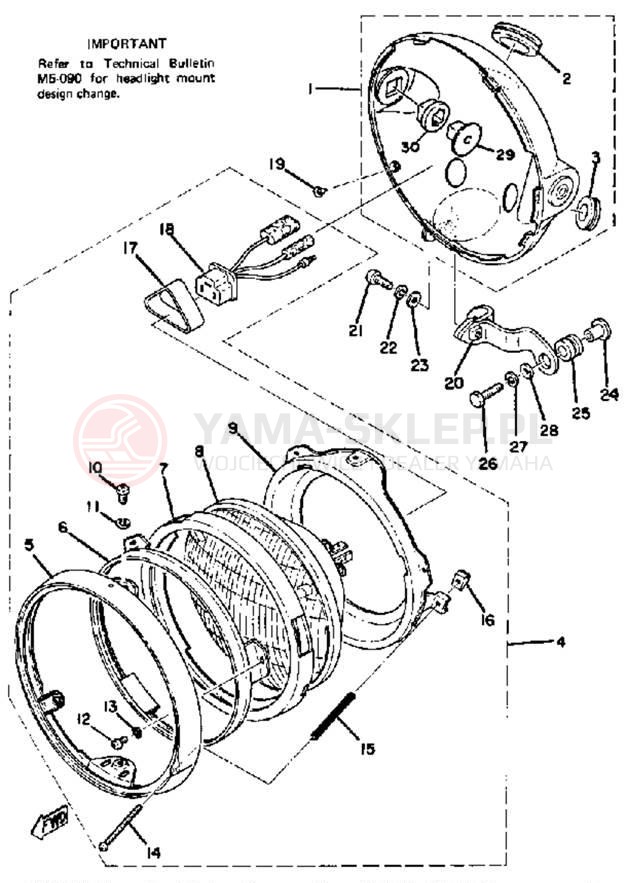 Schemat "Lampa przód" do Yamaha TX650A